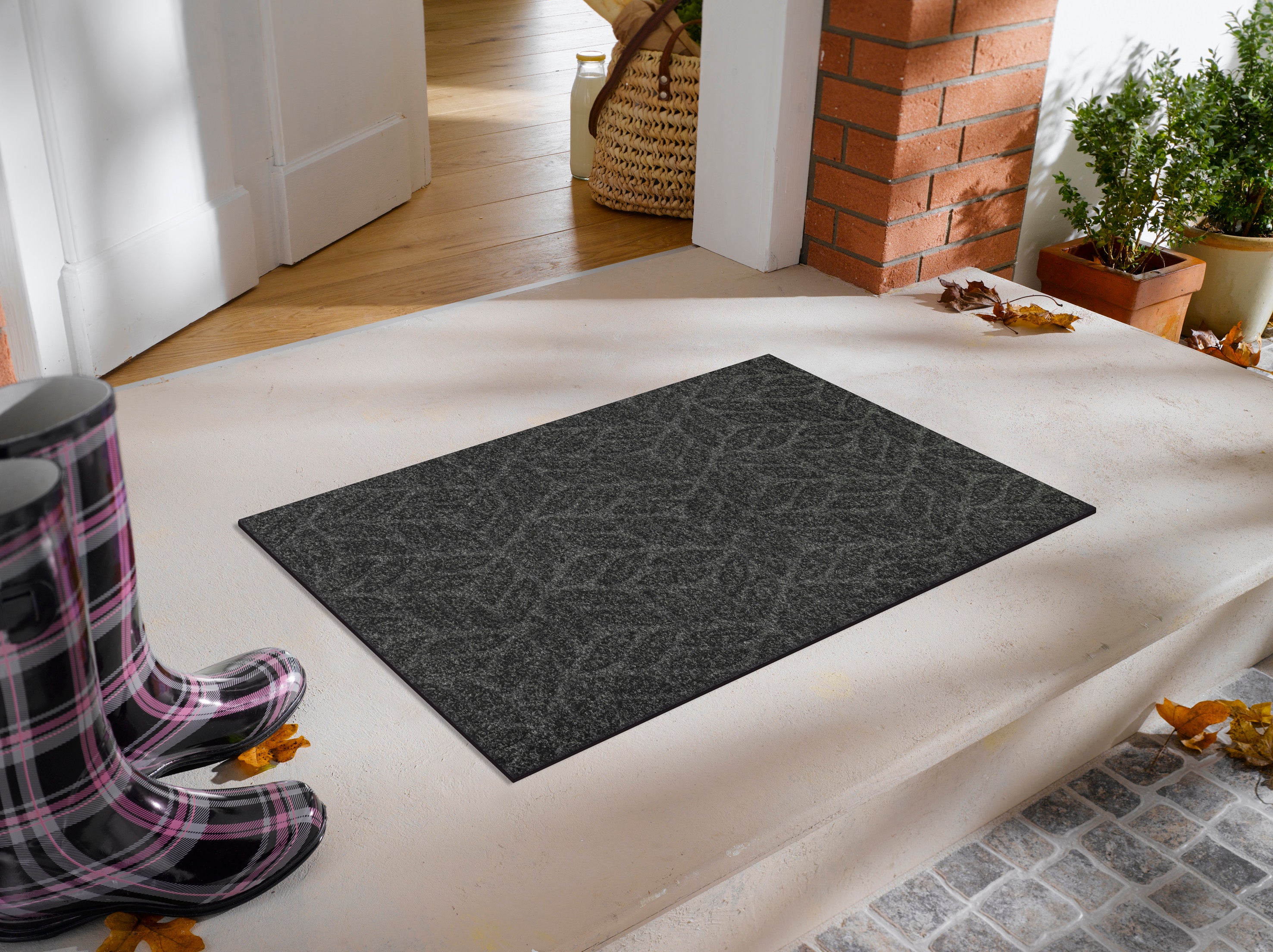 Leaves Dark Grey 45x75 cm