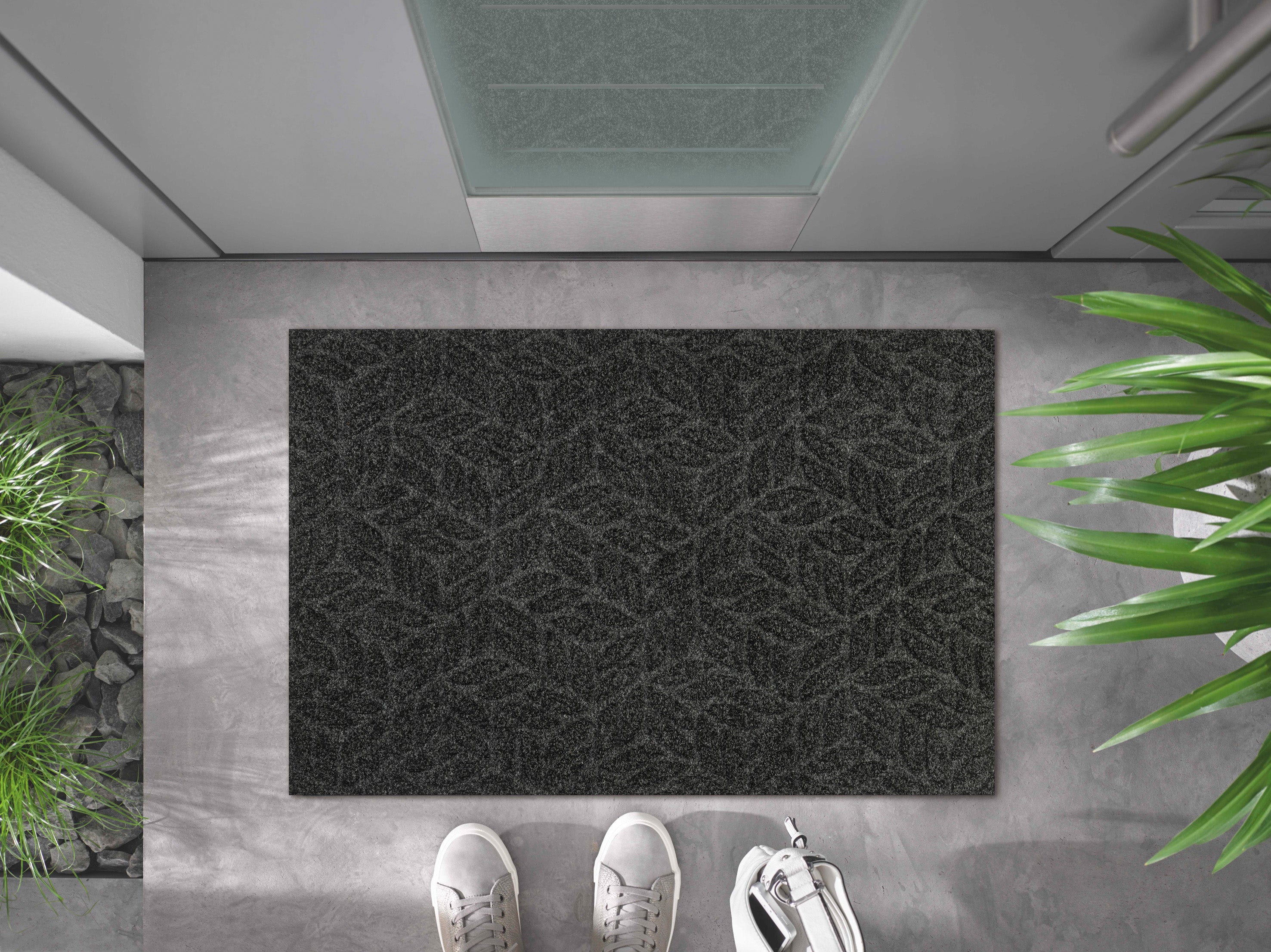 Leaves Dark Grey 60x90 cm