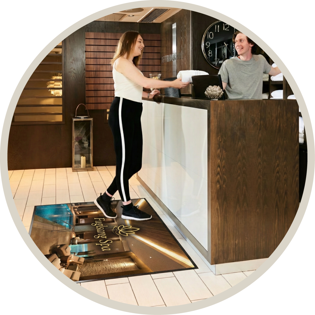 LogoMåtte, Reklamemåtte, Måtte med billede tryk, Markedsføring på gulvet