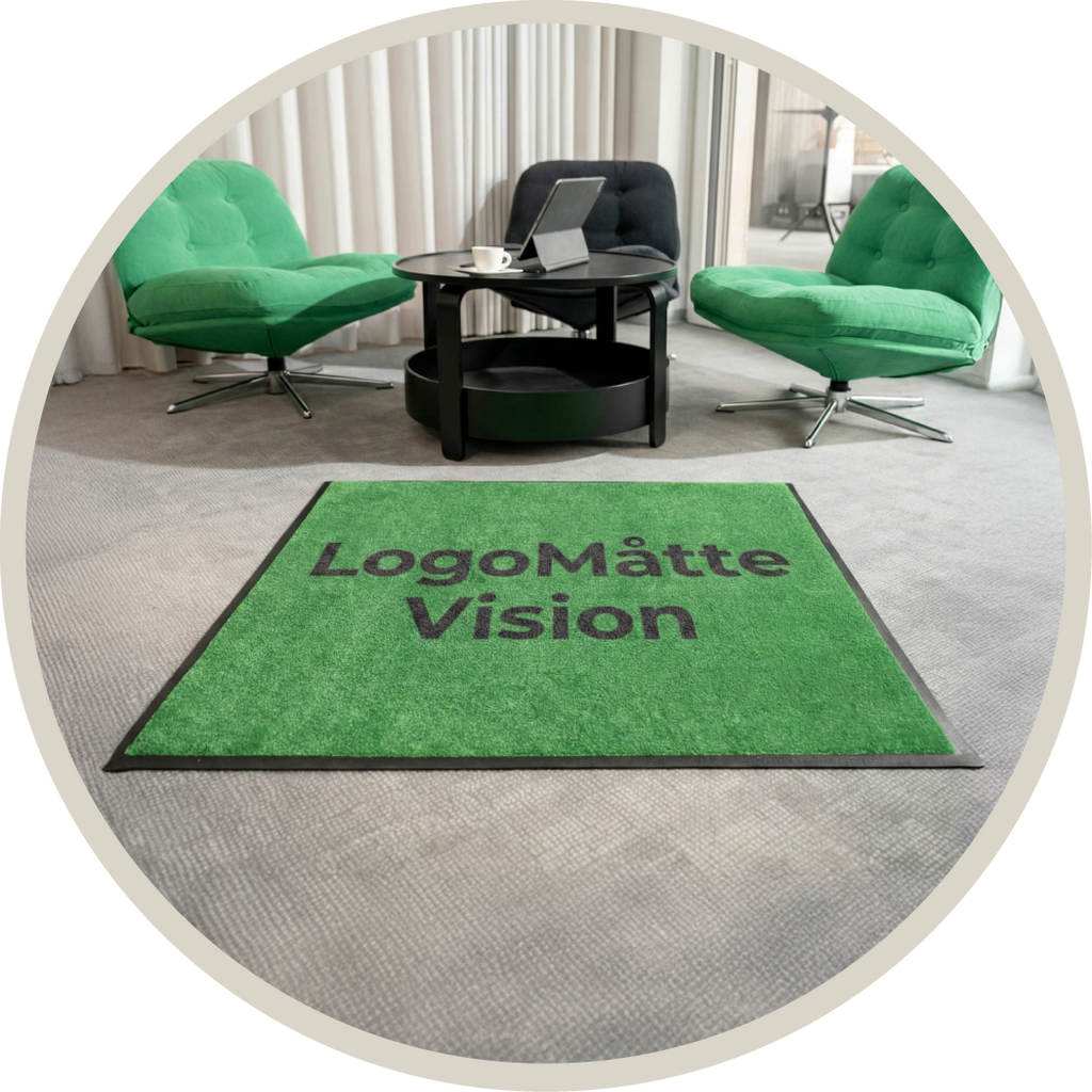 LogoMåtte, Reklamemåtte, Smudsmåtte med tryk, Vision Måtte, High End dørmåtte