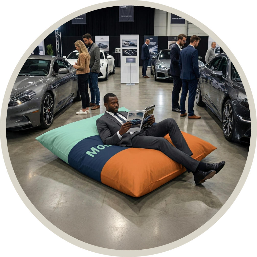 Sækkestol Flad Pude, Sækkestol Messe, Bean Bag med tryk, Fat Boy, sækkestol hjem