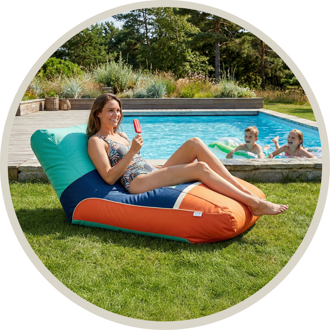 Sækkestol Relax, Sækkestol Messe, Bean Bag med tryk, Fat Boy