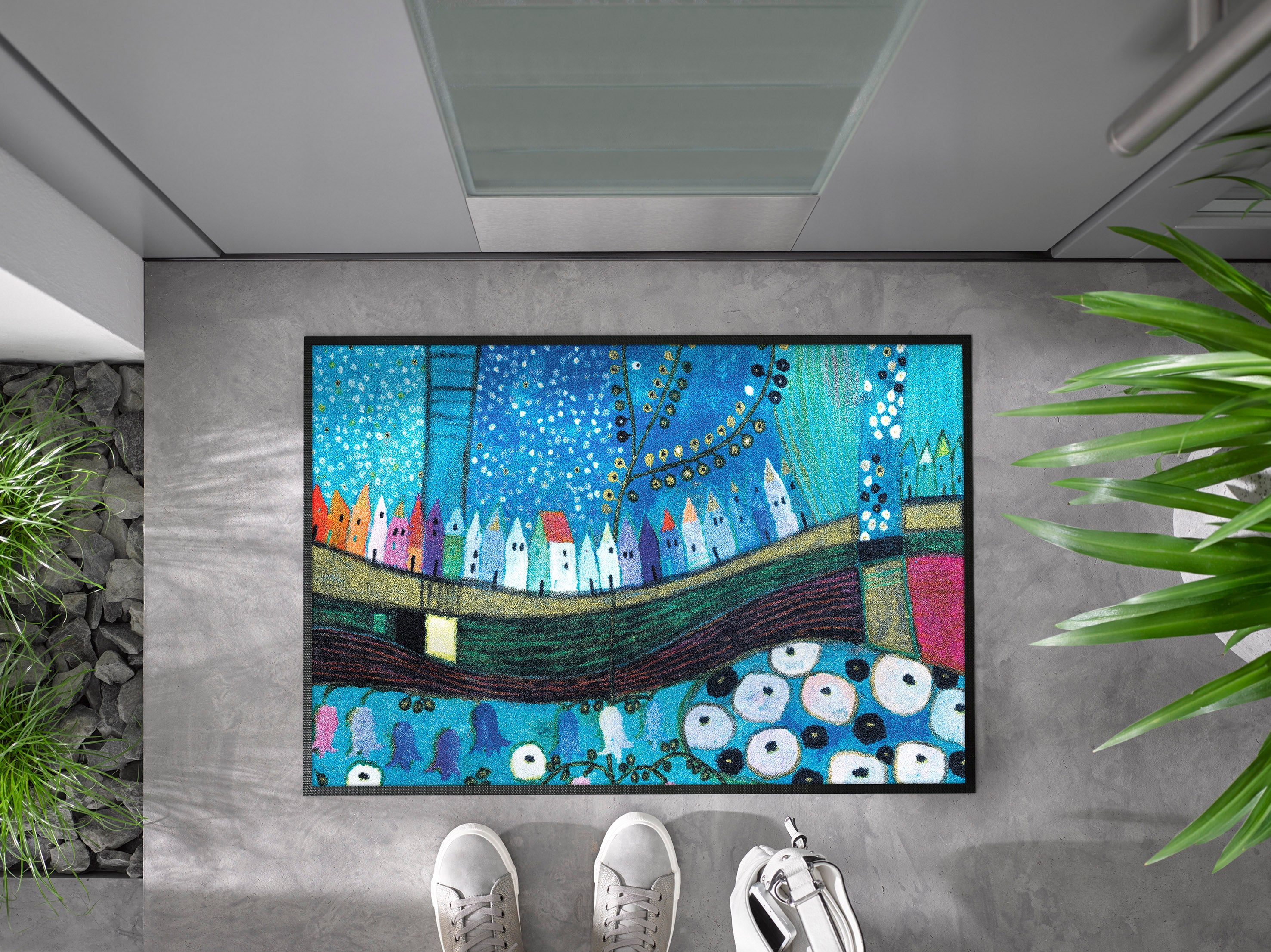 Stadt in Blau 50x75 cm